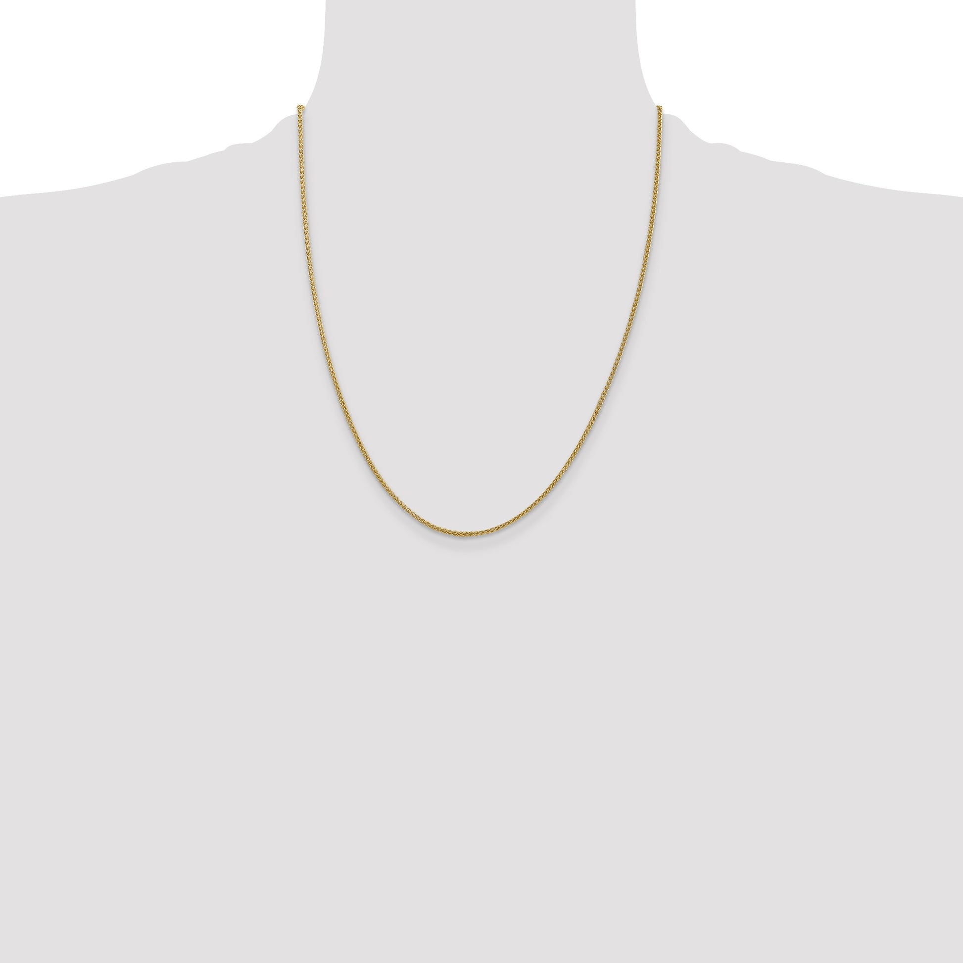 14K 22 inch 1.55mm Semi-Solid Wheat with Lobster Clasp Chain