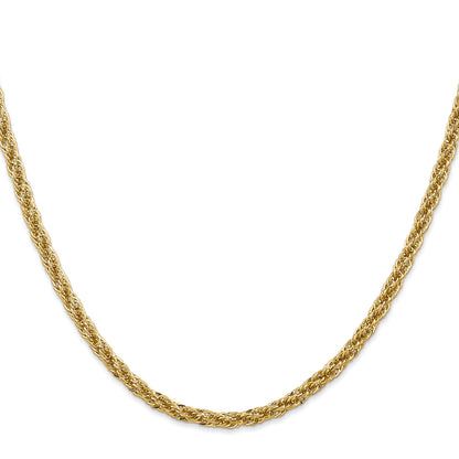 14K 24 inch 3.3mm Diamond-cut Semi Solid with Lobster Clasp Chain