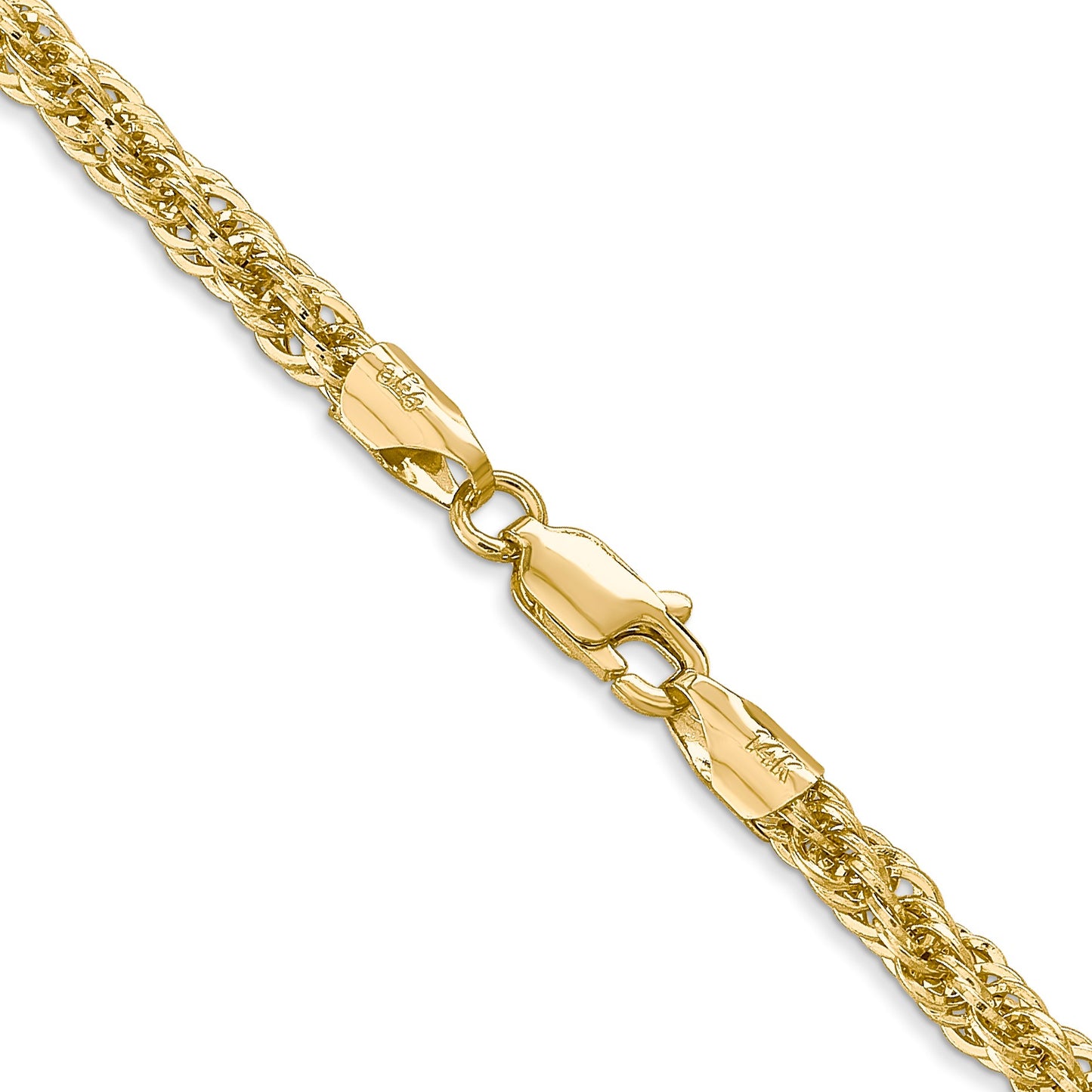 14K 24 inch 3.3mm Diamond-cut Semi Solid with Lobster Clasp Chain