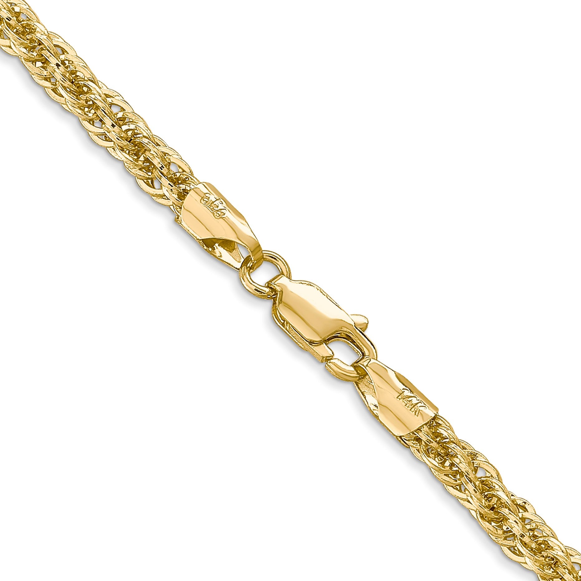 14K 24 inch 3.3mm Diamond-cut Semi Solid with Lobster Clasp Chain
