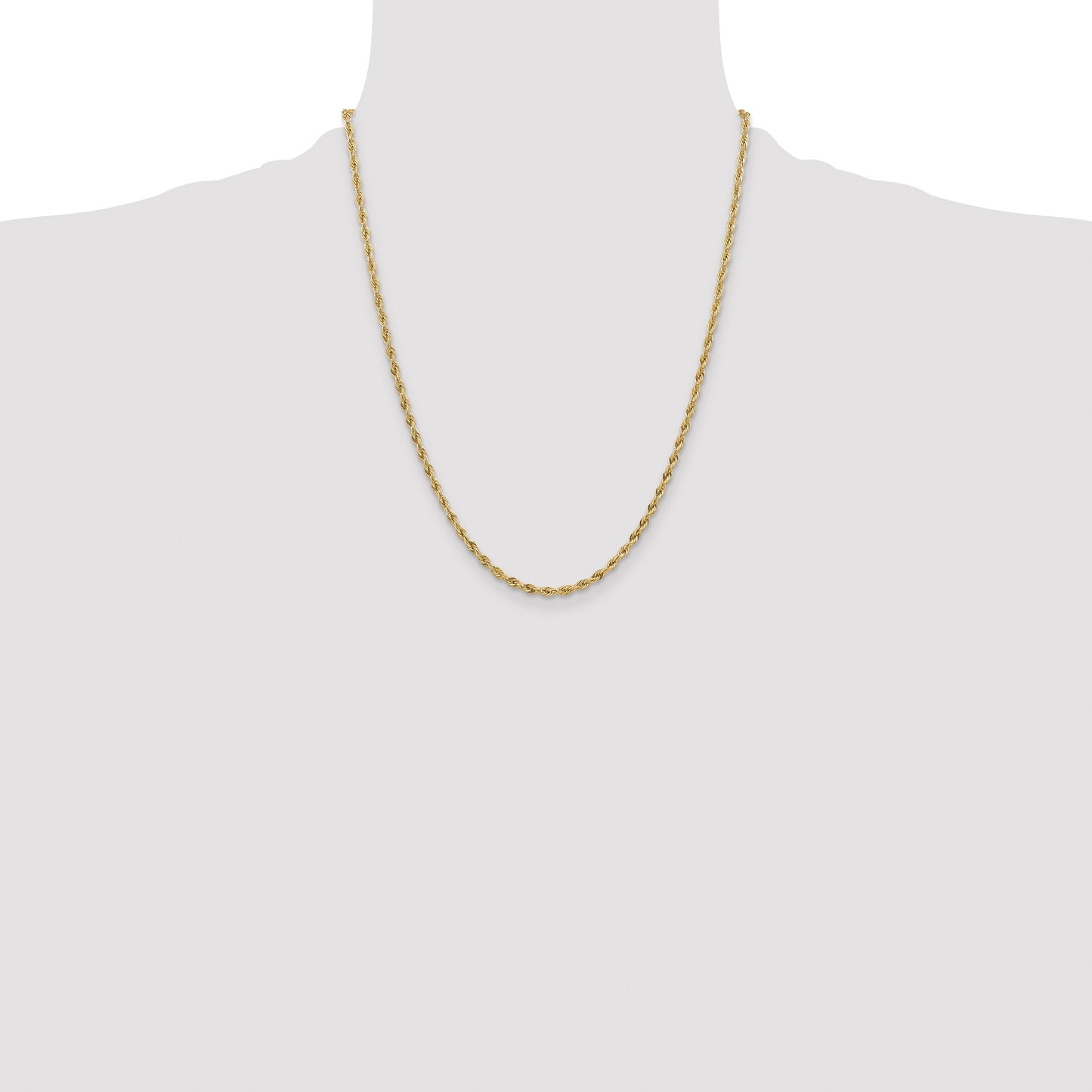 14K 22 inch 3mm Semi Solid Rope with Lobster Clasp Chain