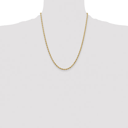 14K 22 inch 3mm Semi Solid Rope with Lobster Clasp Chain