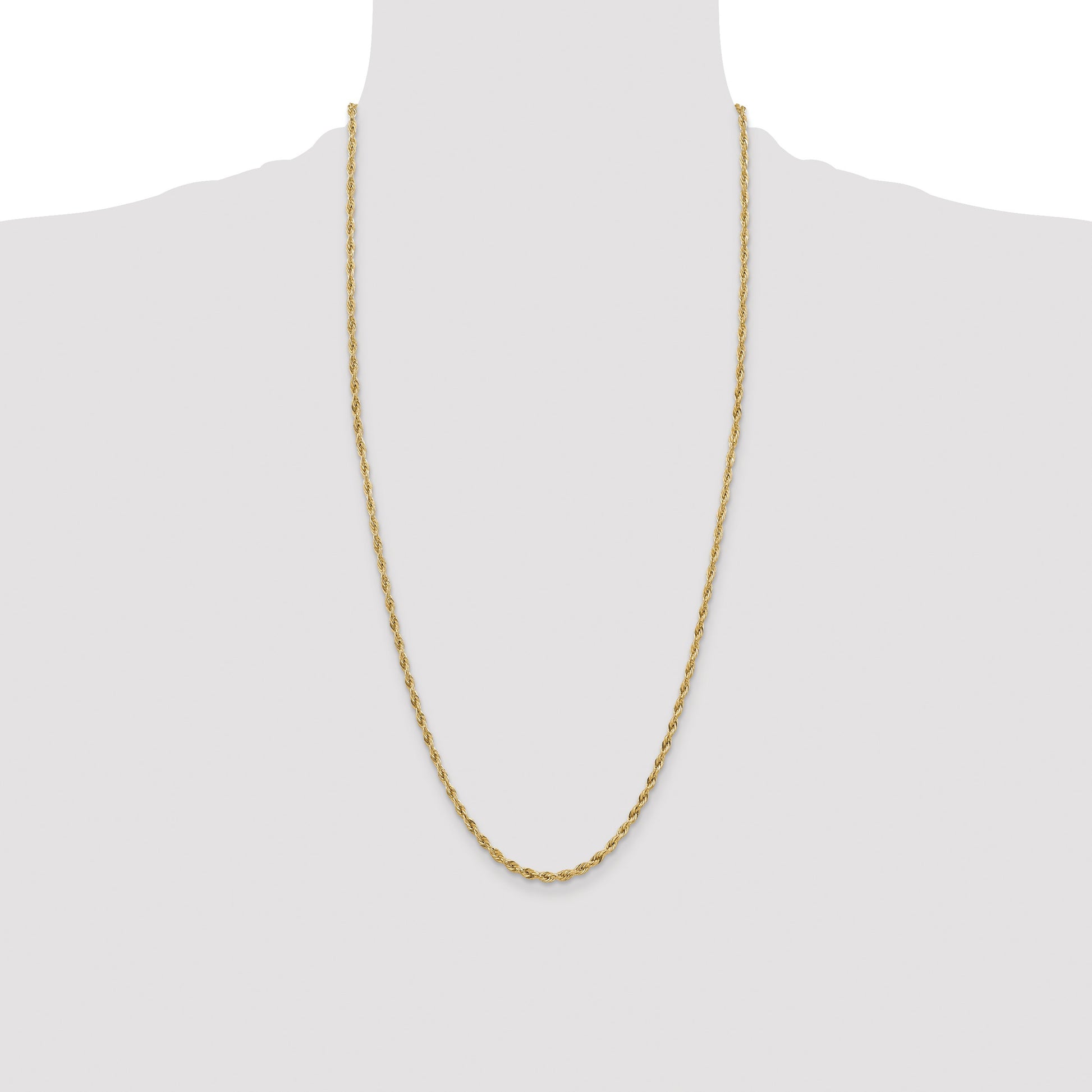 14K 28 inch 3mm Semi Solid Rope with Lobster Clasp Chain