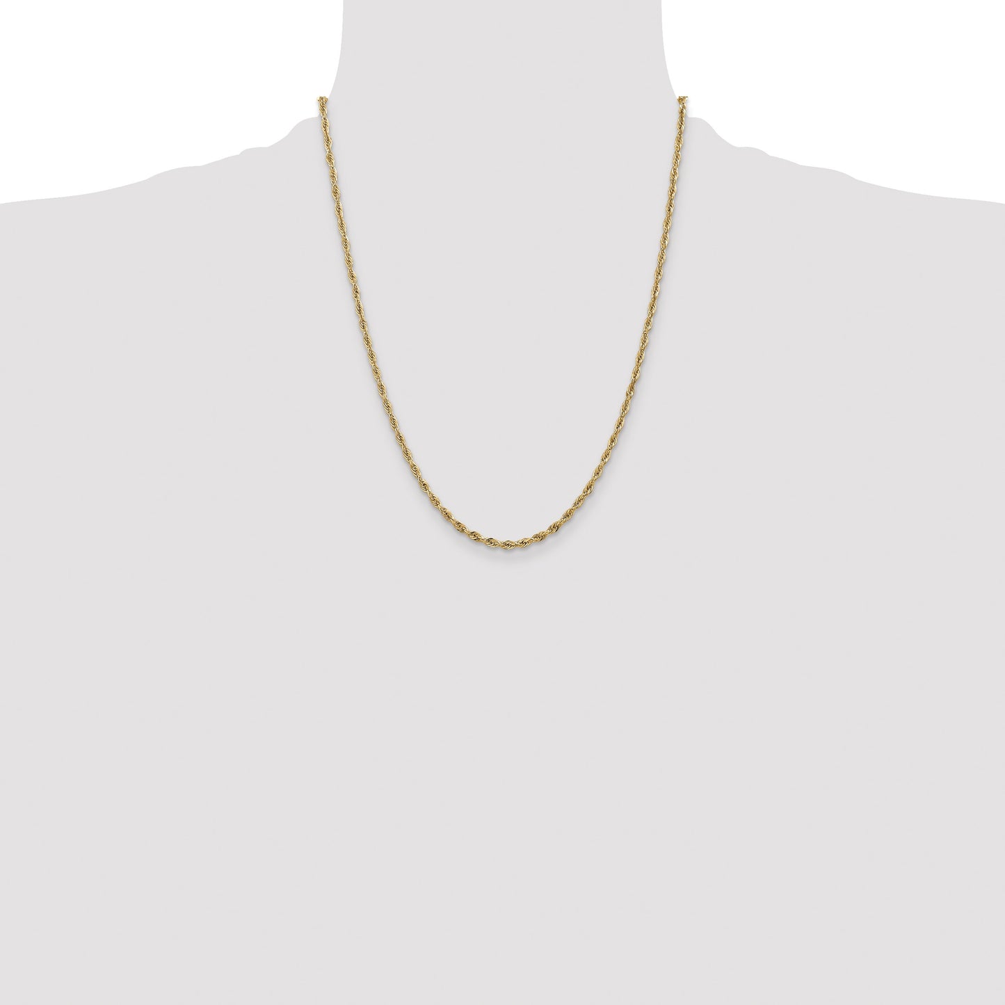 14K 22 inch 2.8mm Semi Solid Rope with Lobster Clasp Chain