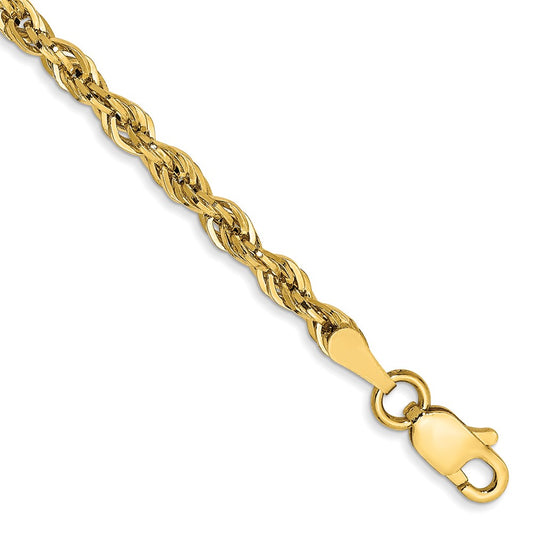 14K 10 inch 2.8mm Semi Solid Rope with Lobster Clasp Anklet