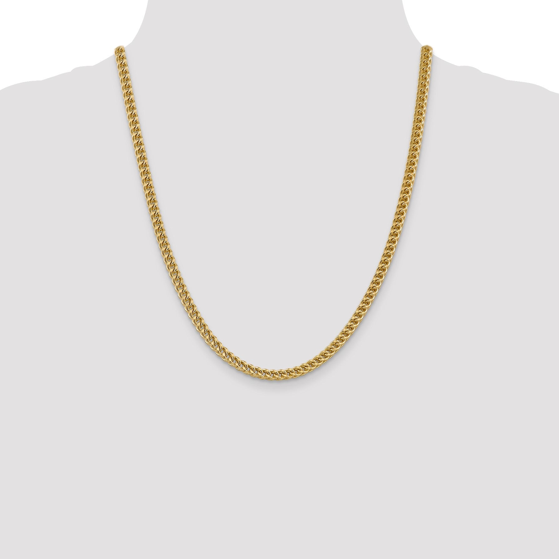 14K 22 inch 4.5mm Semi-Solid Franco with Fancy Lobster Clasp Chain