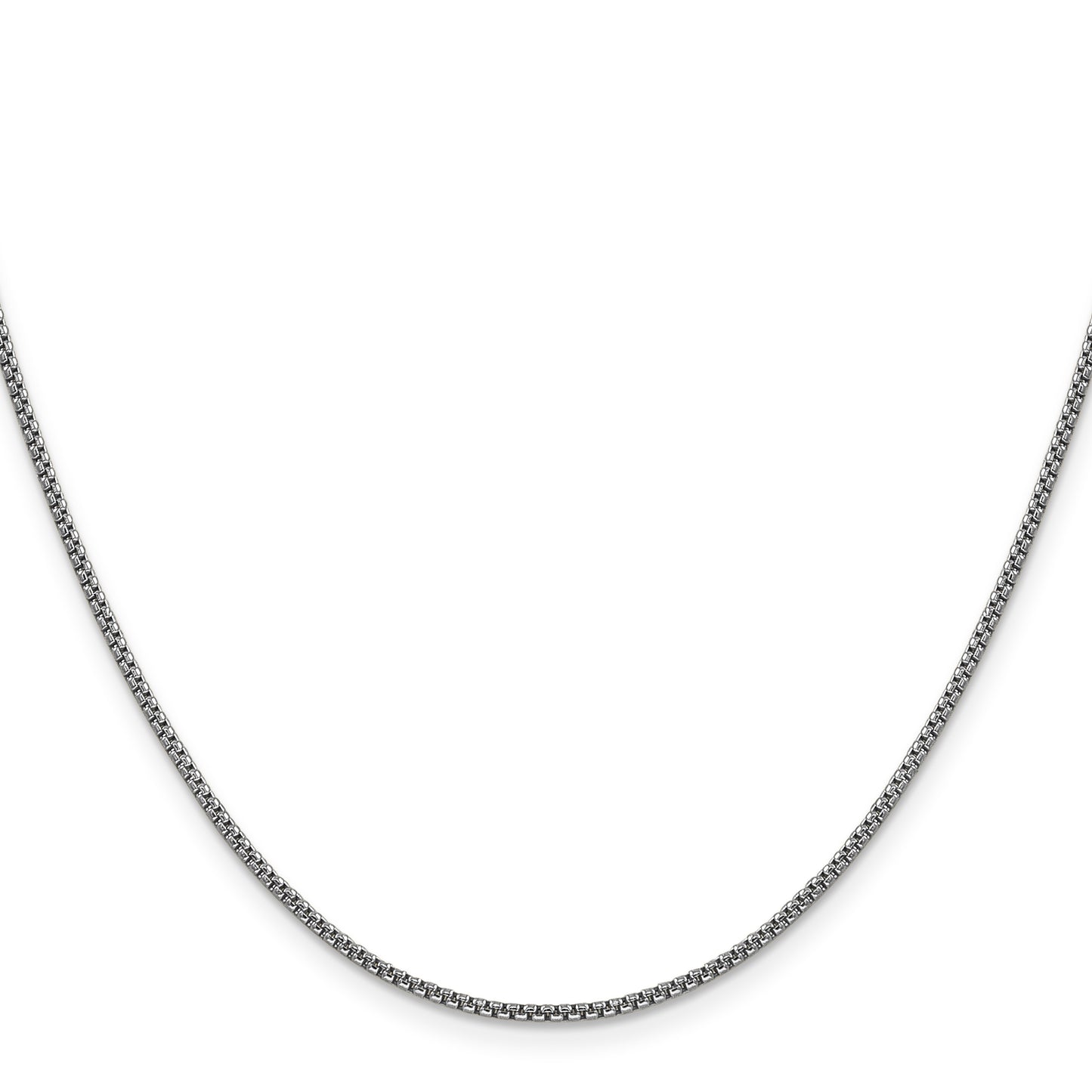 14K White Gold 16 inch 1.5mm Semi-Solid Round Box with Lobster Clasp Chain