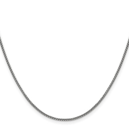 14K White Gold 18 inch 1.5mm Semi-Solid Round Box with Lobster Clasp Chain