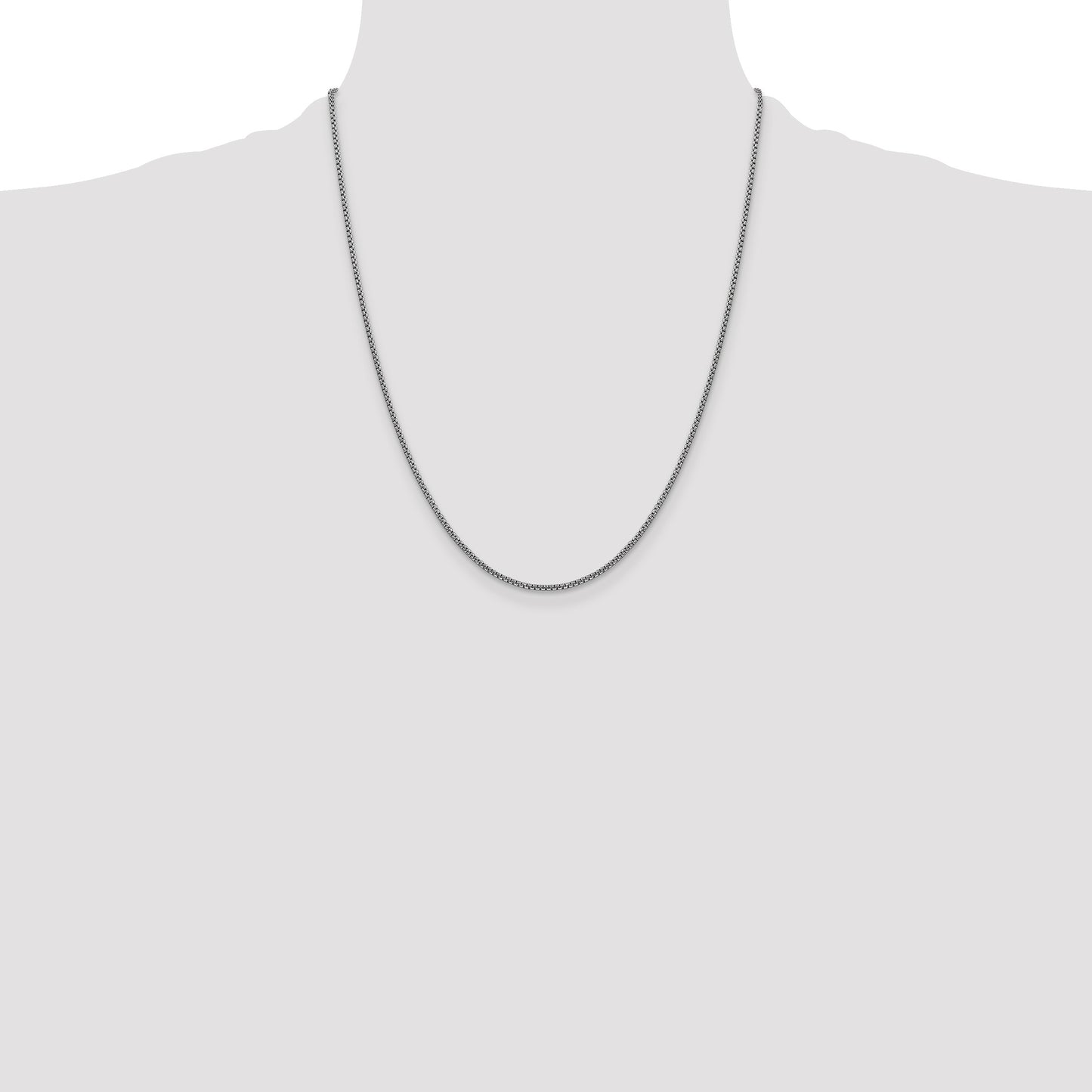 14K White Gold 22 inch 1.5mm Semi-Solid Round Box with Lobster Clasp Chain