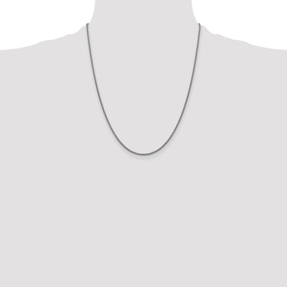 14K White Gold 22 inch 1.5mm Semi-Solid Round Box with Lobster Clasp Chain