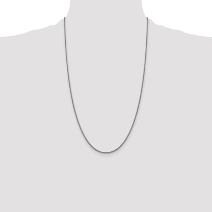 14K White Gold 26 inch 1.5mm Semi-Solid Round Box with Lobster Clasp Chain