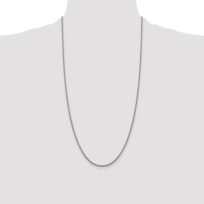 14K White Gold 28 inch 1.5mm Semi-Solid Round Box with Lobster Clasp Chain