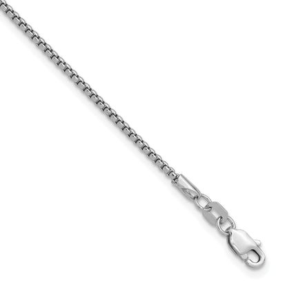 14K White Gold 7 inch 1.5mm Semi-Solid Round Box with Lobster Clasp Bracelet
