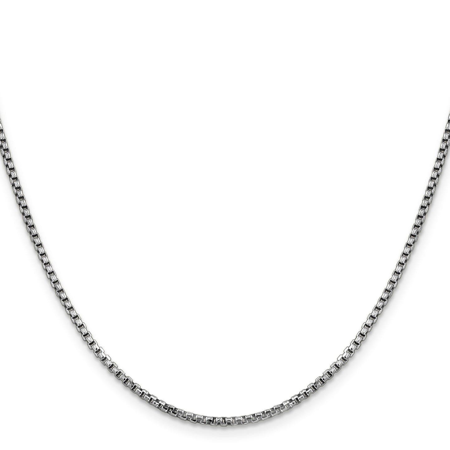 14K White Gold 18 inch 1.75mm Semi-Solid Round Box with Lobster Clasp Chain