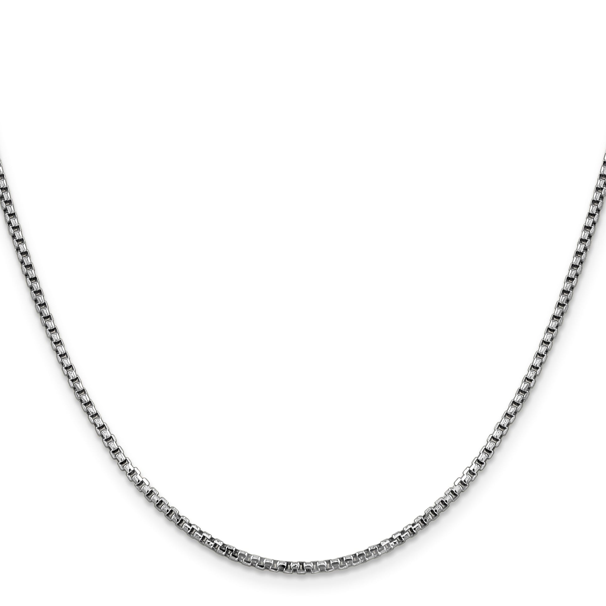 14K White Gold 18 inch 1.75mm Semi-Solid Round Box with Lobster Clasp Chain