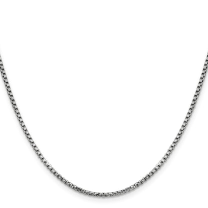 14K White Gold 30 inch 1.75mm Semi-Solid Round Box with Lobster Clasp Chain