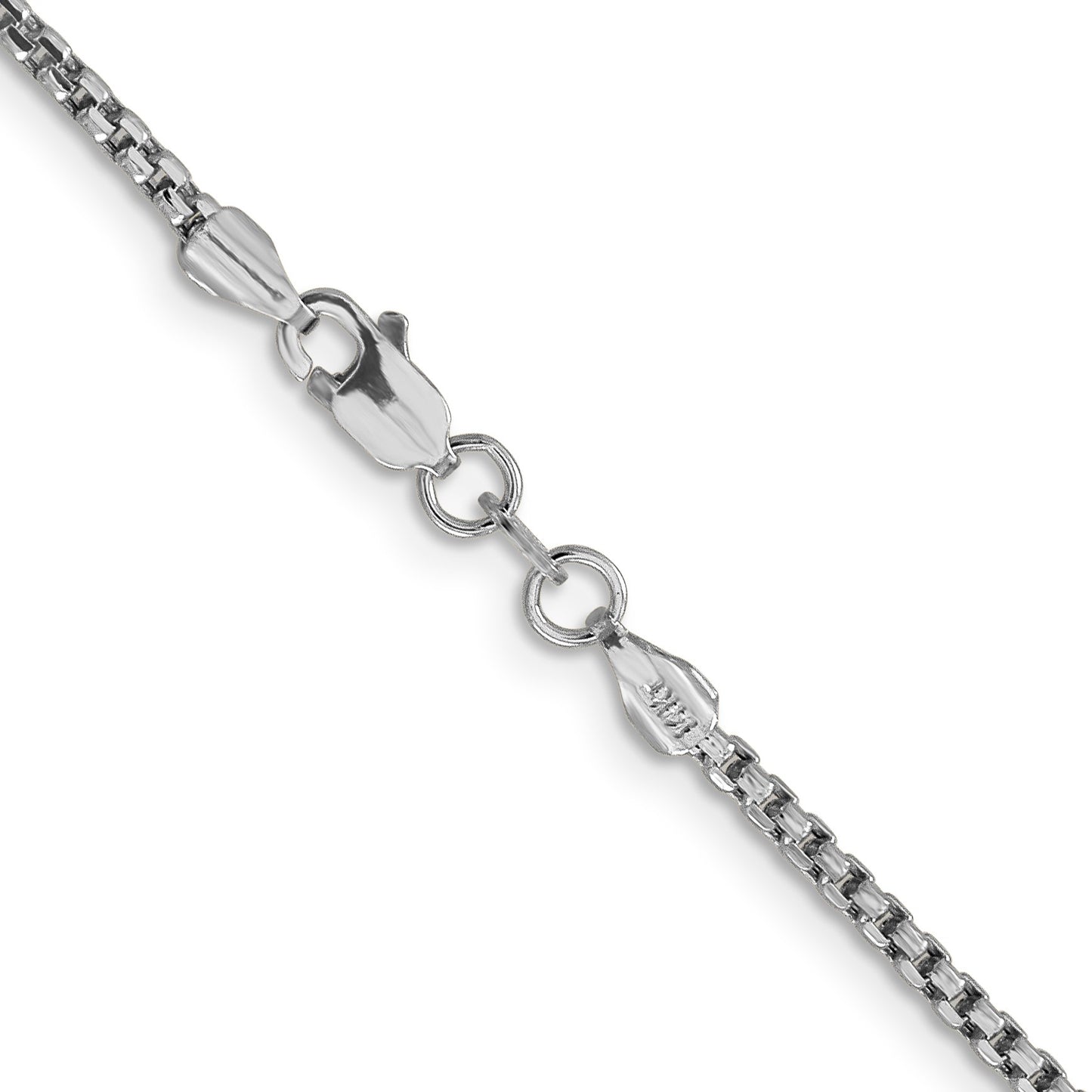 14K White Gold 18 inch 1.75mm Semi-Solid Round Box with Lobster Clasp Chain