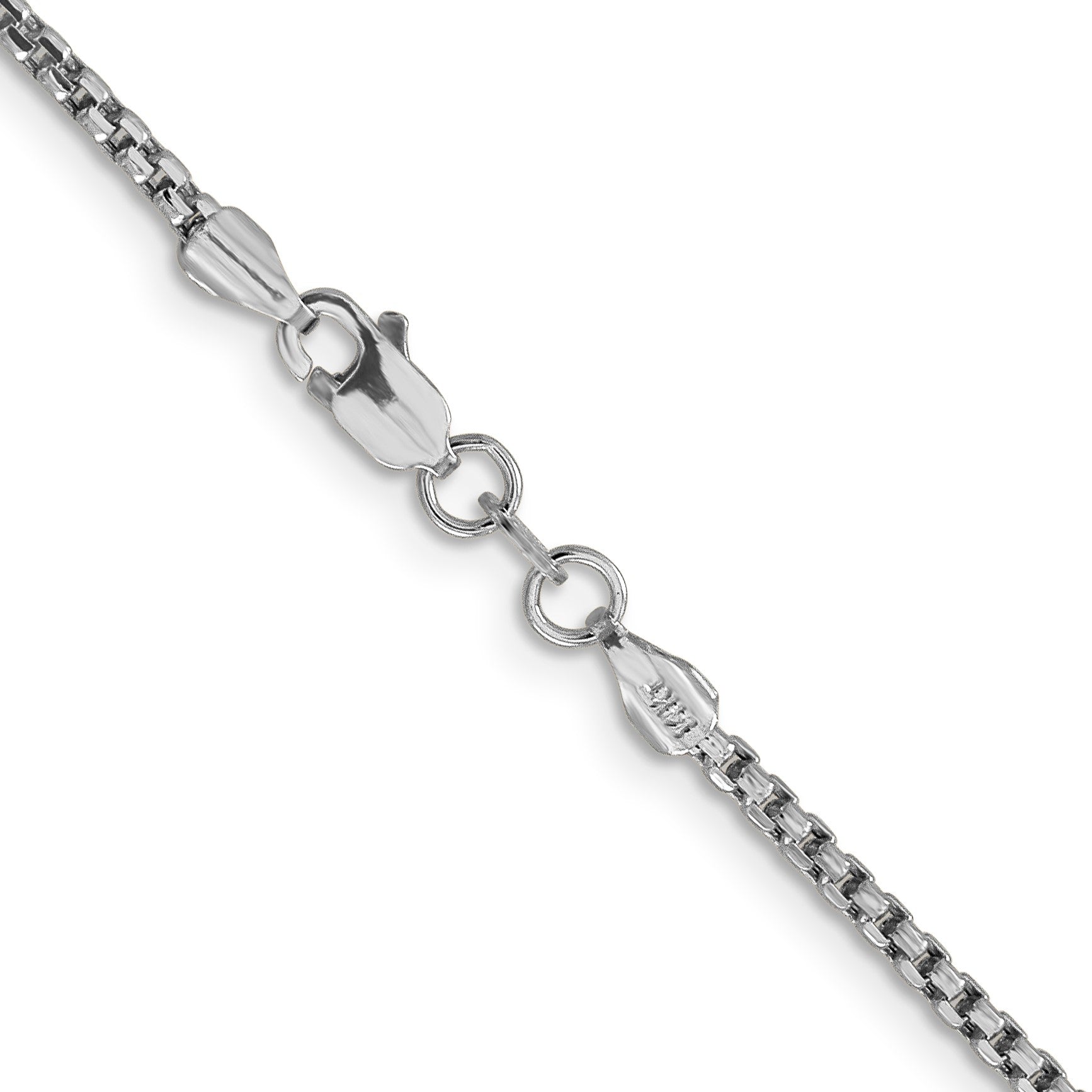 14K White Gold 18 inch 1.75mm Semi-Solid Round Box with Lobster Clasp Chain