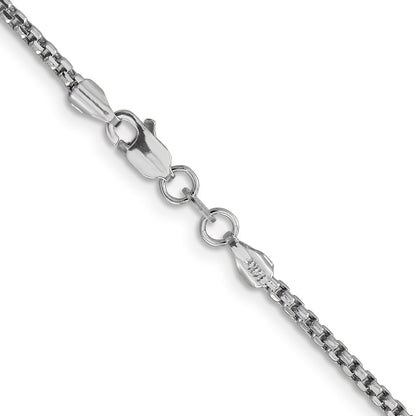 14K White Gold 18 inch 1.75mm Semi-Solid Round Box with Lobster Clasp Chain
