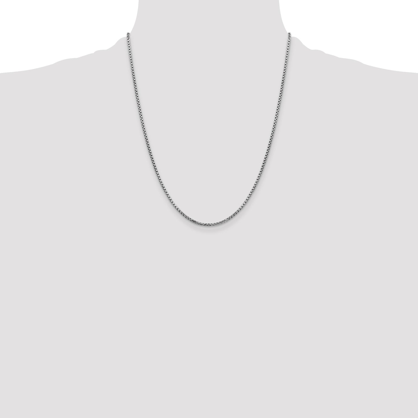 14K White Gold 22 inch 1.75mm Semi-Solid Round Box with Lobster Clasp Chain