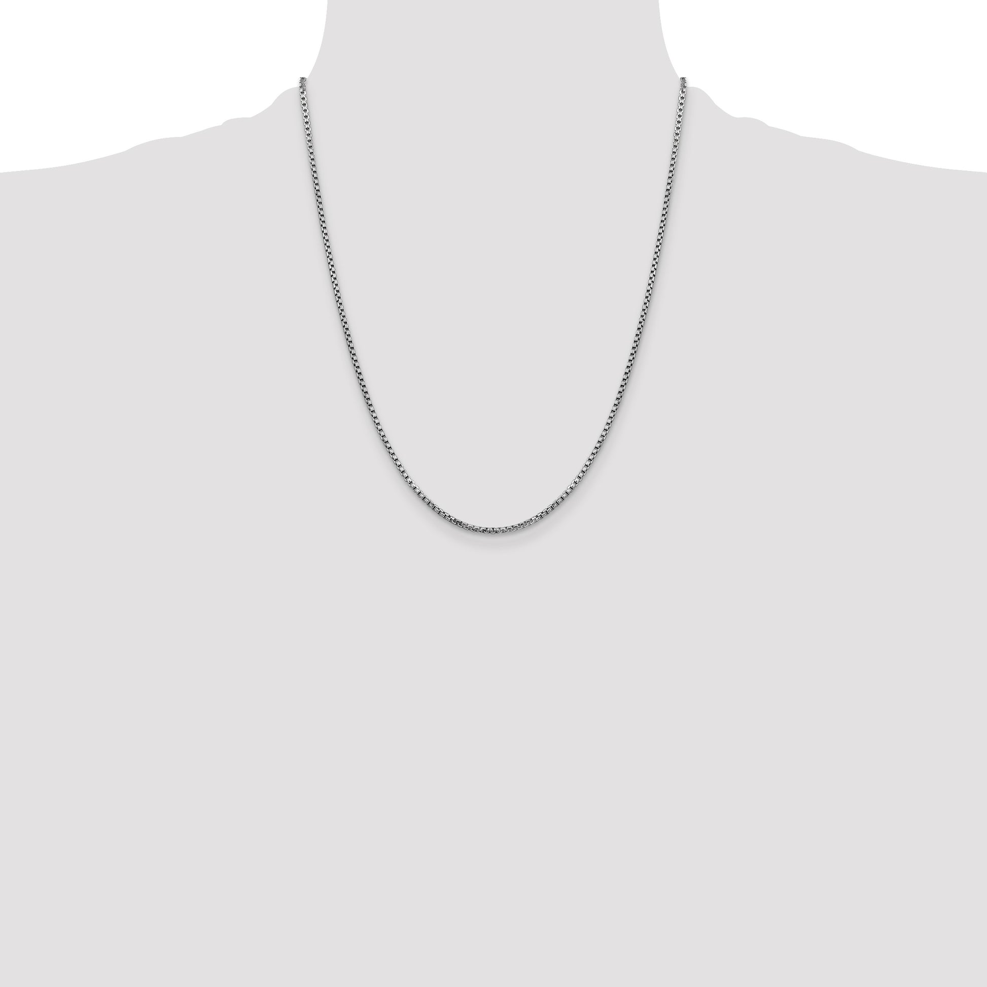 14K White Gold 22 inch 1.75mm Semi-Solid Round Box with Lobster Clasp Chain