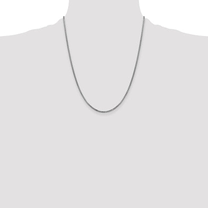 14K White Gold 22 inch 1.75mm Semi-Solid Round Box with Lobster Clasp Chain