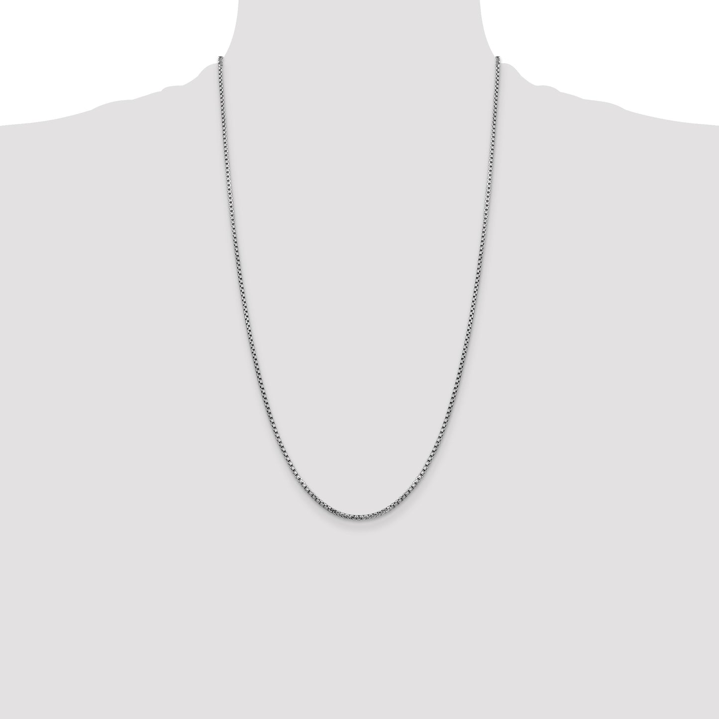 14K White Gold 26 inch 1.75mm Semi-Solid Round Box with Lobster Clasp Chain