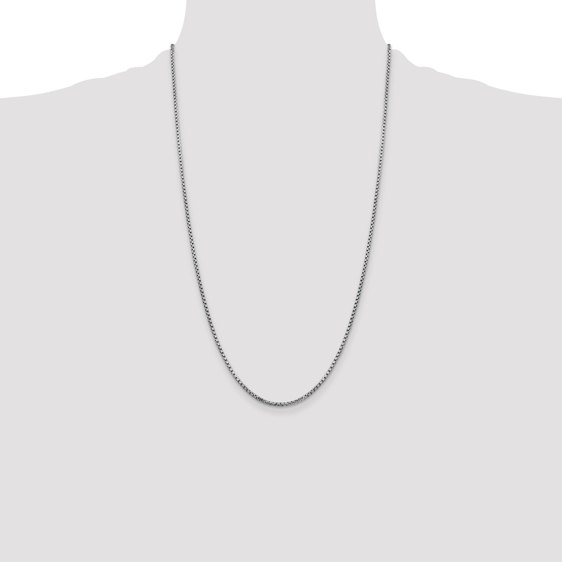 14K White Gold 26 inch 1.75mm Semi-Solid Round Box with Lobster Clasp Chain