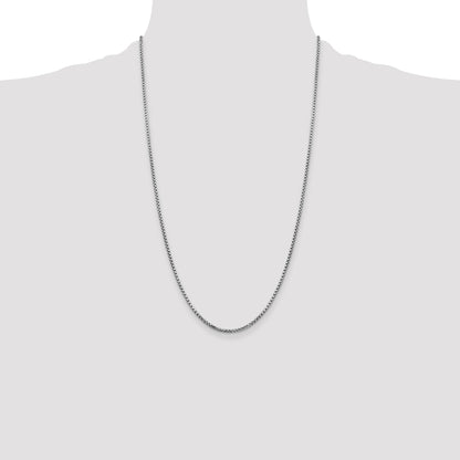 14K White Gold 26 inch 1.75mm Semi-Solid Round Box with Lobster Clasp Chain