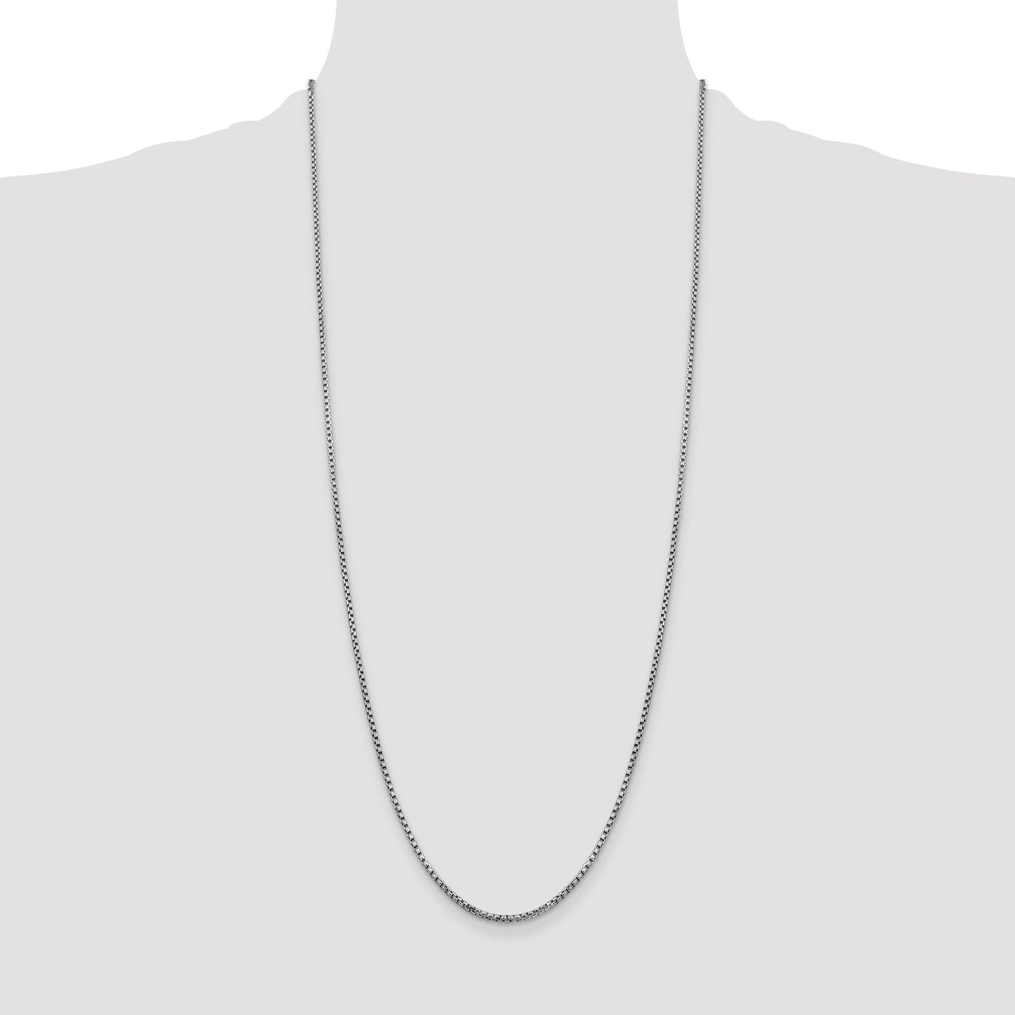 14K White Gold 30 inch 1.75mm Semi-Solid Round Box with Lobster Clasp Chain