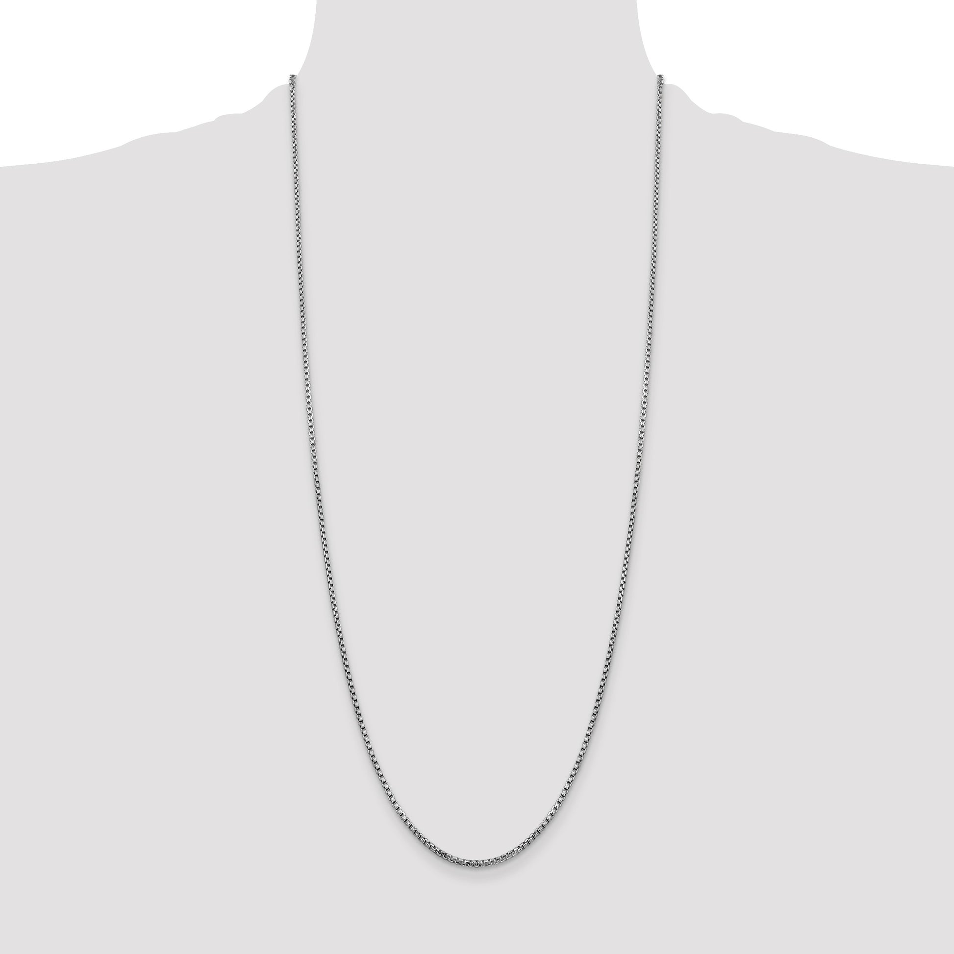 14K White Gold 30 inch 1.75mm Semi-Solid Round Box with Lobster Clasp Chain