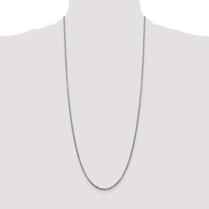14K White Gold 30 inch 1.75mm Semi-Solid Round Box with Lobster Clasp Chain