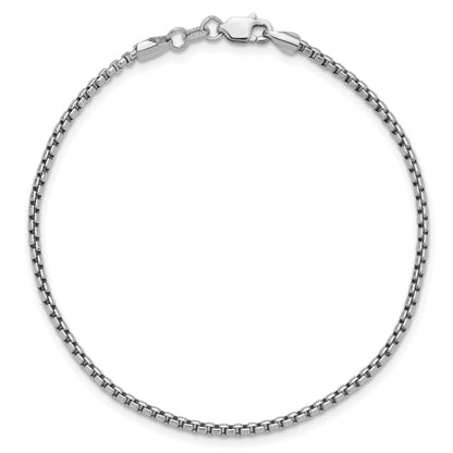 14K White Gold 7 inch 1.75mm Semi-Solid Round Box with Lobster Clasp Bracelet