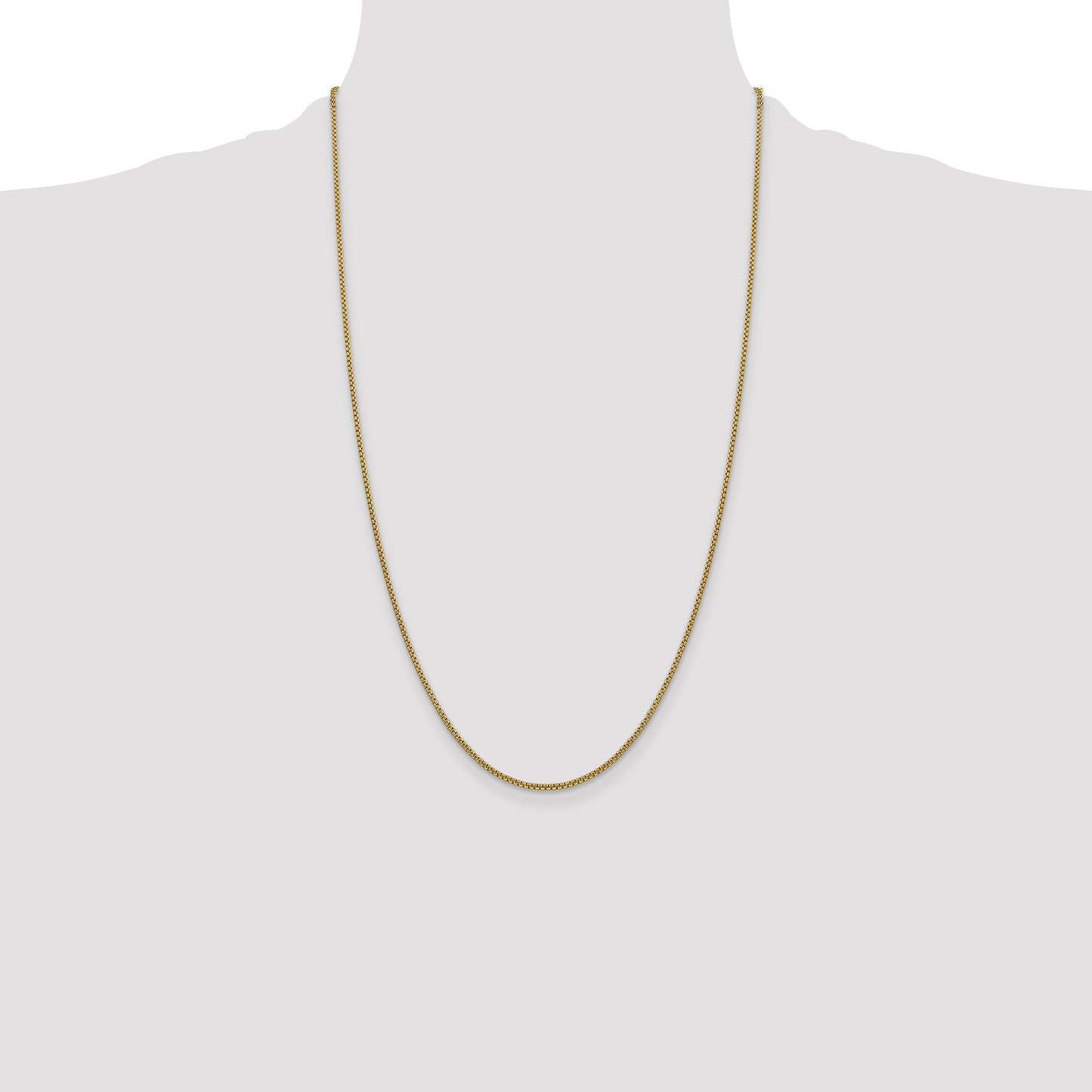 14K 26 inch 1.5mm Semi-Solid Round Box with Lobster Clasp Chain