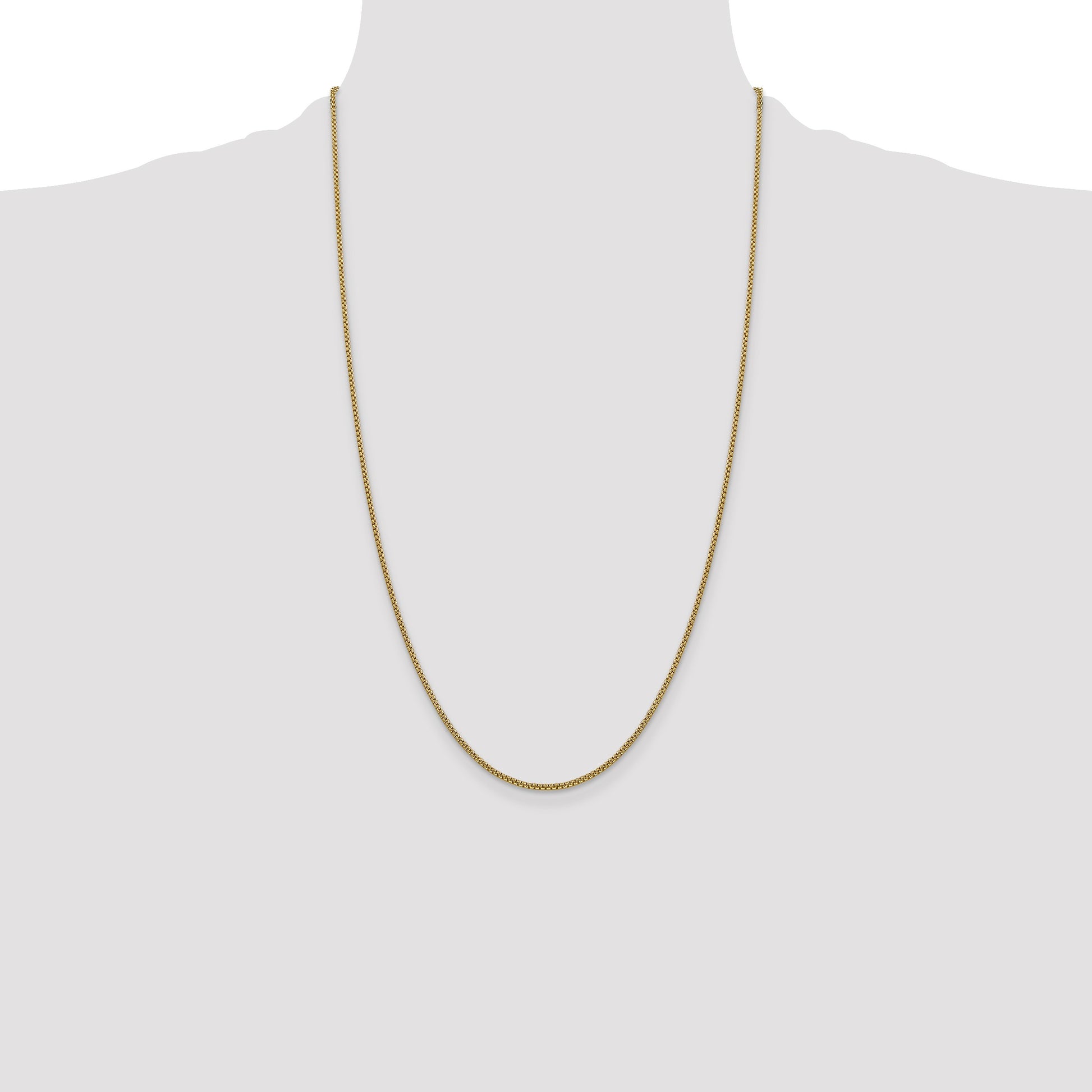 14K 26 inch 1.5mm Semi-Solid Round Box with Lobster Clasp Chain