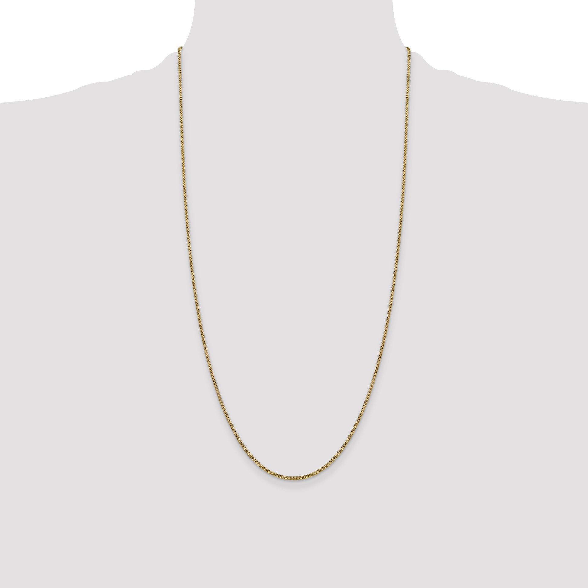 14K 28 inch 1.5mm Semi-Solid Round Box with Lobster Clasp Chain