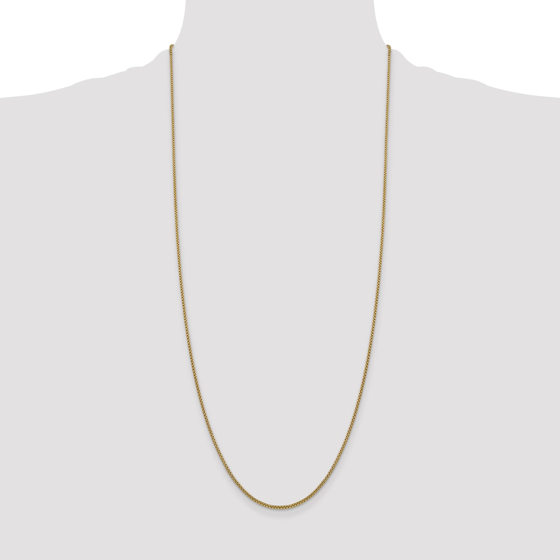 14K 30 inch 1.5mm Semi-Solid Round Box with Lobster Clasp Chain