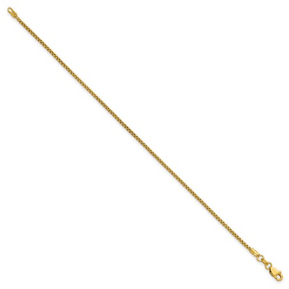 14K 8 inch 1.5mm Semi-Solid Round Box with Lobster Clasp Bracelet