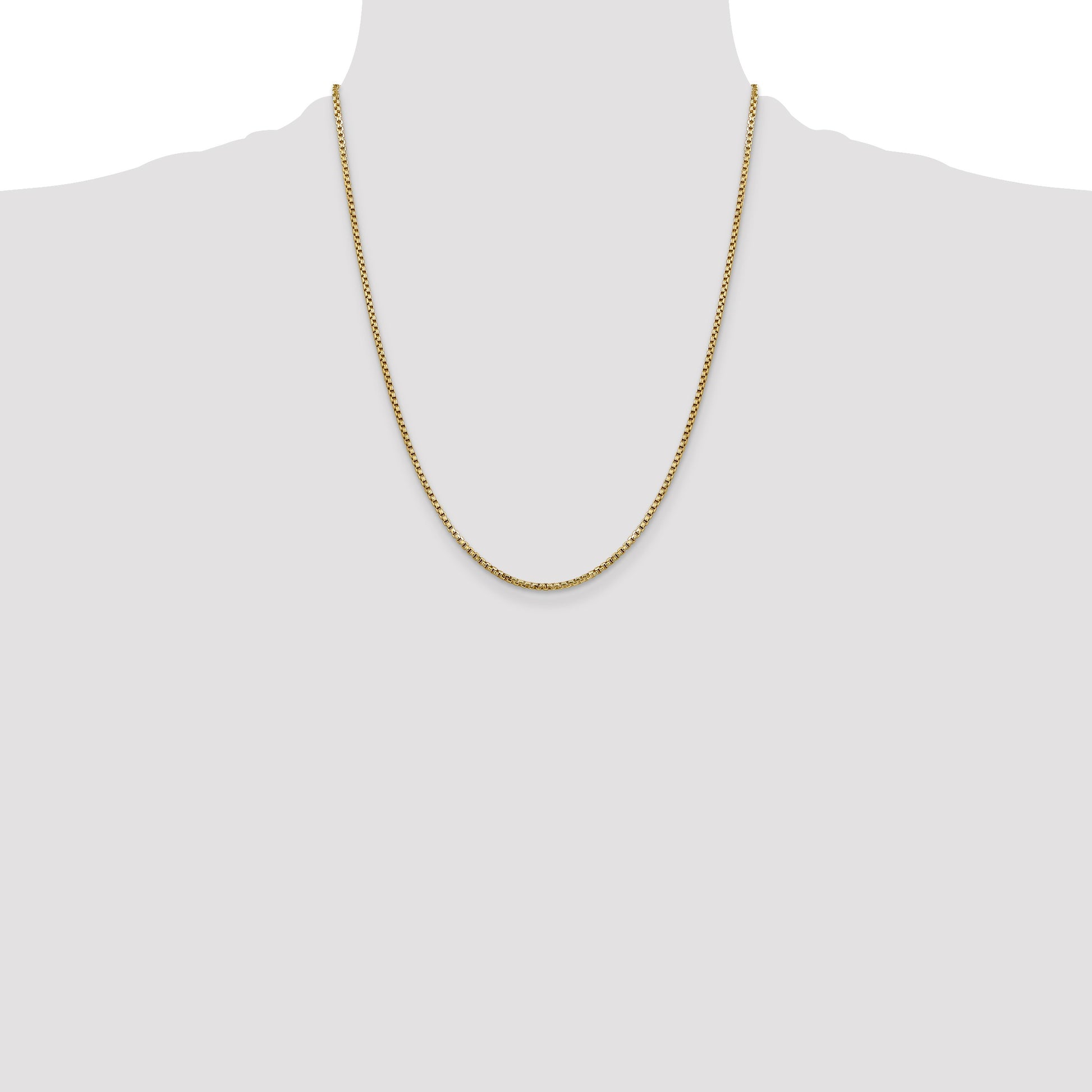 14K 22 inch 1.75mm Semi-Solid Round Box with Lobster Clasp Chain