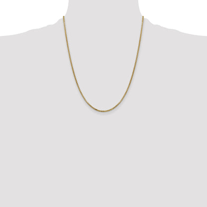 14K 22 inch 1.75mm Semi-Solid Round Box with Lobster Clasp Chain