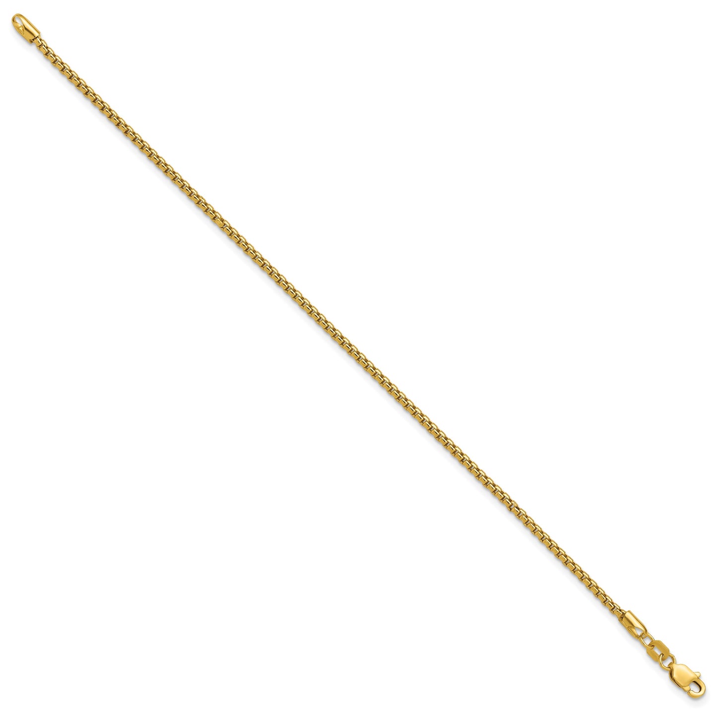 14K 7 inch 1.75mm Semi-Solid Round Box with Lobster Clasp Bracelet