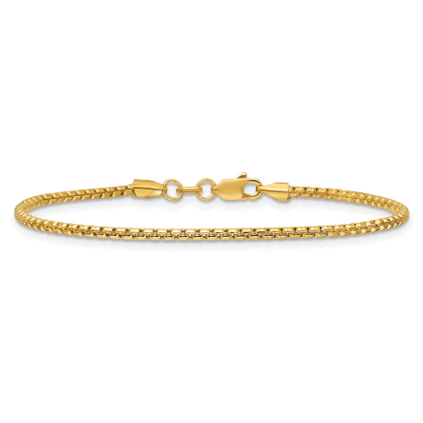 14K 7 inch 1.75mm Semi-Solid Round Box with Lobster Clasp Bracelet
