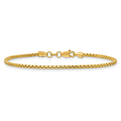 14K 8 inch 1.75mm Semi-Solid Round Box with Lobster Clasp Bracelet