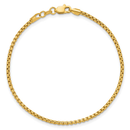 14K 8 inch 1.75mm Semi-Solid Round Box with Lobster Clasp Bracelet