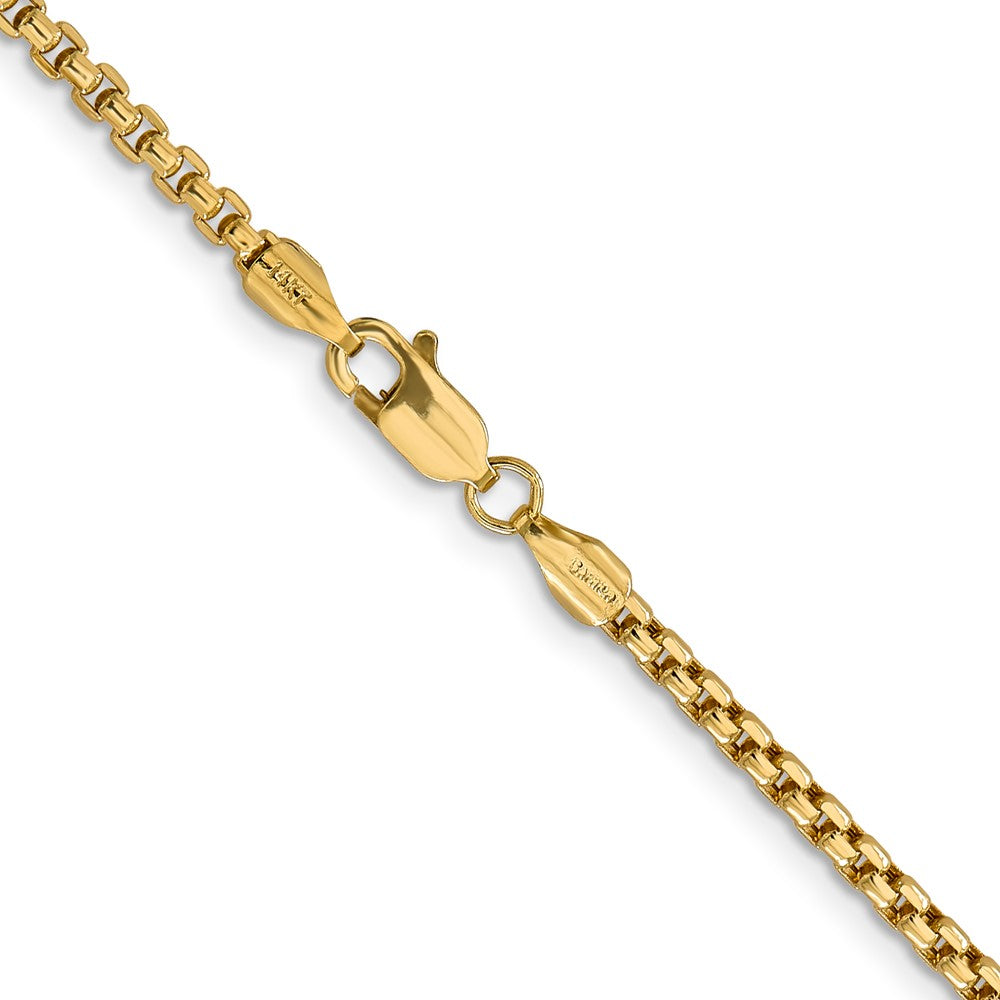 14K 20 inch 2.45mm Semi-Solid Round Box with Lobster Clasp Chain