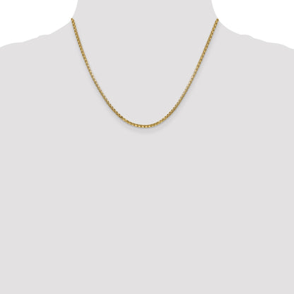 14K 18 inch 2.45mm Semi-Solid Round Box with Lobster Clasp Chain