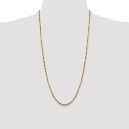 14K 28 inch 2.45mm Semi-Solid Round Box with Lobster Clasp Chain
