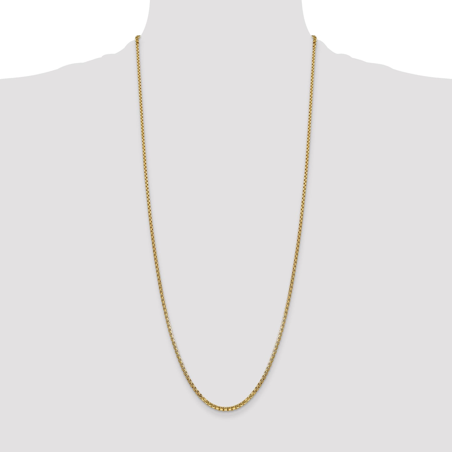 14K 30 inch 2.45mm Semi-Solid Round Box with Lobster Clasp Chain