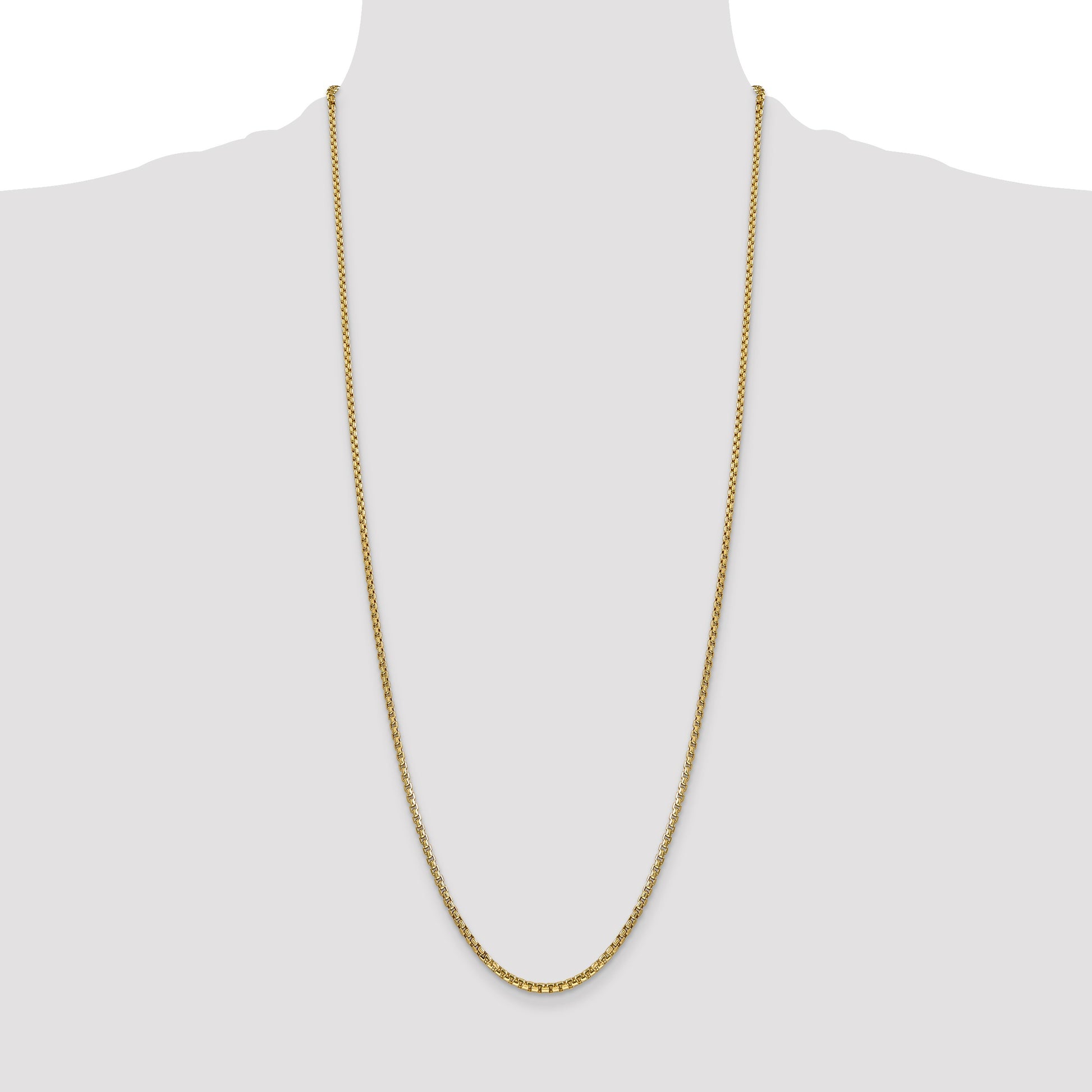 14K 30 inch 2.45mm Semi-Solid Round Box with Lobster Clasp Chain