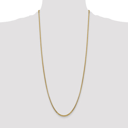14K 30 inch 2.45mm Semi-Solid Round Box with Lobster Clasp Chain